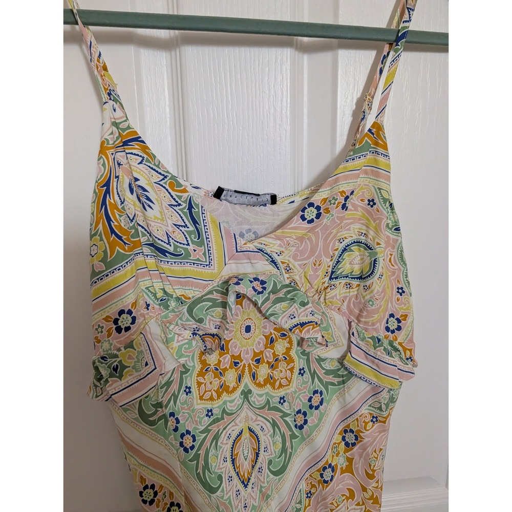 Sanctuary Spring Favorite Slip Dress Scarf Paisley Yellow Green Small NEW Beach - Picture 4 of 8